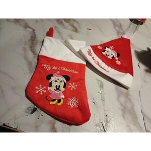Disney My First Christmas Stocking Hat Minnie Mouse Baby Holiday Christmas Party